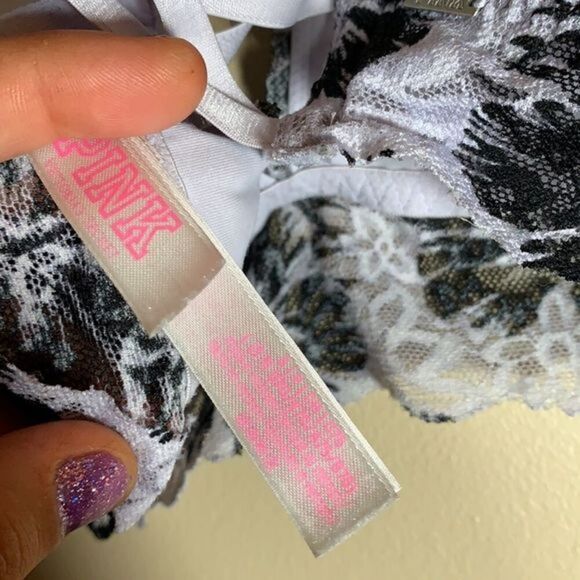 Victoria Secret PINK Black & White Lace Bralette - Picture 6 of 6